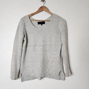 Quinn Speckled Light Gray Scoop Neck Pullover Sweater Women's Small